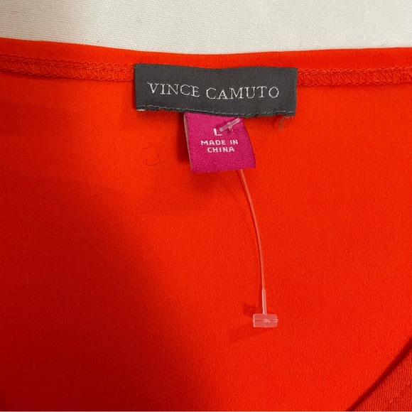 New Vince Camuto Red Drape Front Short Sleeve Top Size L - Picture 7 of 9